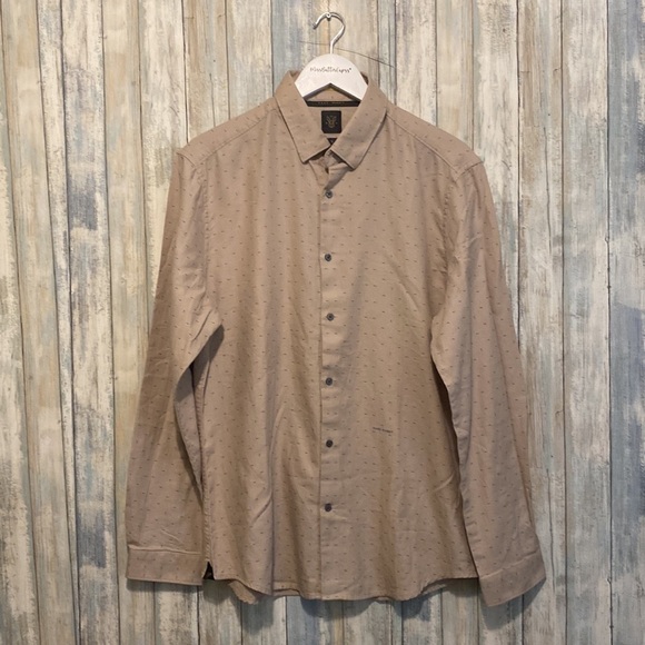 RARE RABBIT Tan Speckled Long Sleeve Button Up Dress Shirt | Size L - Picture 7 of 15